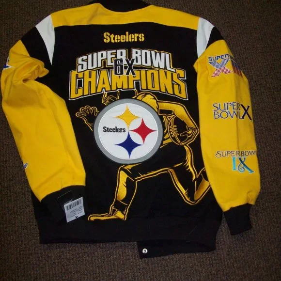 PITTSBURGH STEELERS 6 TIME SUPERBOWL ULTIMATE CHAMPIONSHIP JACKETSMALLMEDIUM
